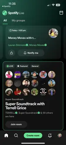 Screenshot of Spotify Live