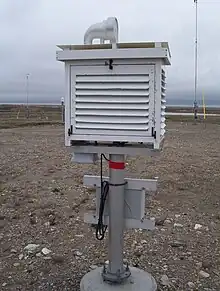 Image 26Exterior of a Stevenson screen used for temperature measurements on land stations. (from History of climate change science)