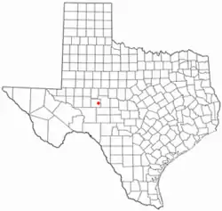 Location of Mertzon, Texas