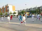 Old people practice Taiji in a residential area (2009)