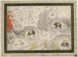 A mid-17th century painting of the Battle of Samugarh between the three sons of Shah Jahan