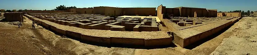 Panoramic view of ruins in Babylon photographed in 2005