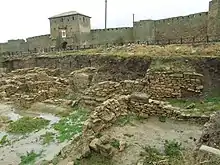 The remains of the buildings of Thira, under the walls