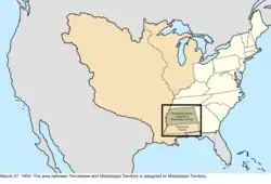 Map of the change to the United States in central North America on March 27, 1804