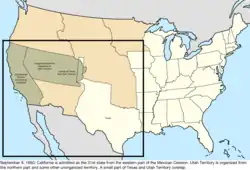 Map of the change to the United States in central North America on September 9, 1850