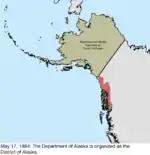 Map of the change to the United States in northwest North America on May 17, 1884