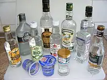 Image 44Various bottles and containers of Russian vodka (from List of alcoholic drinks)