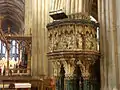 Stone pulpit at Worcester cathedral England